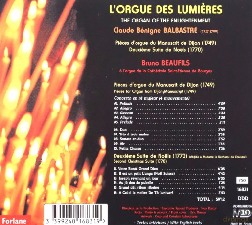 Balbastre: L'Orgue Des Lumieres [CD]