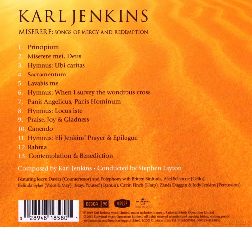 Karl Jenkins: Miserere: Songs Of Mercy And Redemption [CD]