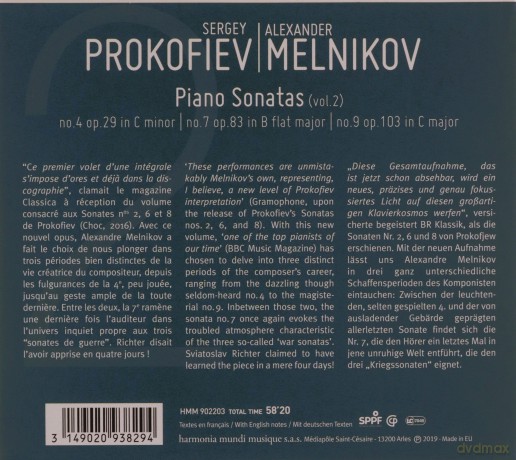 Alexander Melnikov: Prokofiev: Piano Sonatas. Vol. 2 [CD]