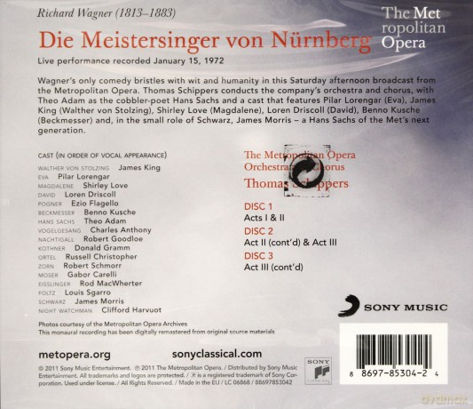 Thomas Schippers: Wagner: Die Meistersinger von Nurnberg (Metropolitan Opera) [3CD]