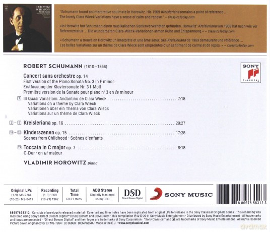 Vladimir Horowitz: Schumann: Kreisleriana, Op. 16; Wieck-Variations; Kinderszenen, Op. 15; Toccata in C Major [CD]