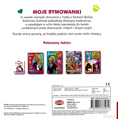 Barbie. Moje Rymowanki. Kochane zwierzaki [KSIĄŻKA]