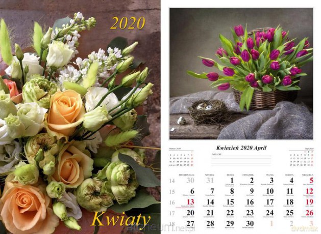 Kalendarz 2020 Kwiaty 13 planszowy [KALENDARZ]