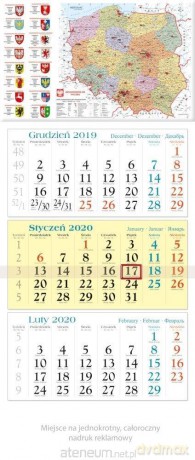 Kalendarz 2020 Trójdzielny Mapa KT1 [KALENDARZ]