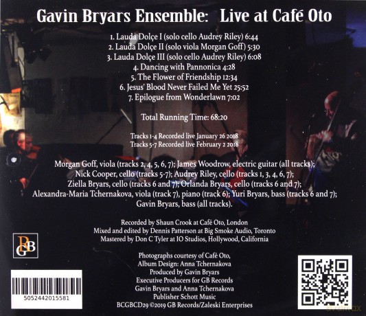 Gavin Bryars Ensemble: Live At Cafe Oto [CD]