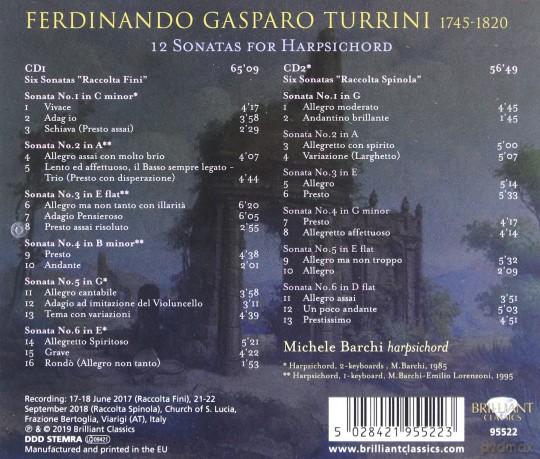 Michele Barchi: Turrini: 12 Sonatas For Harpsichord [2CD]