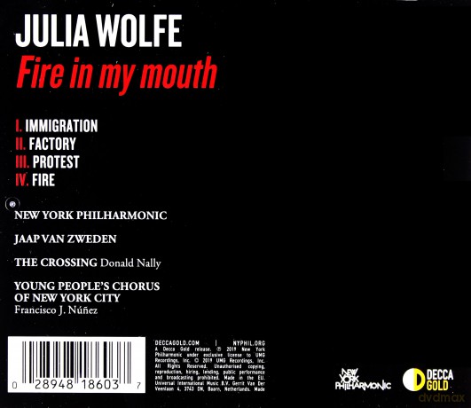 Jaap Van Zweden: Julia Wolfe Fire In My Mouth [CD]