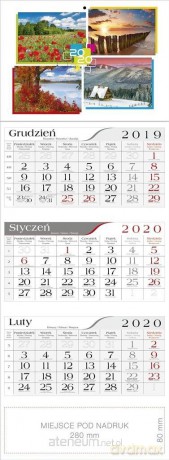 Kalendarz 2020 Trójdzielny 4 Pory Roku [KALENDARZ]