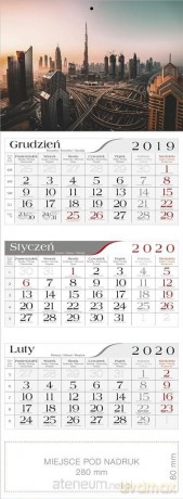 Kalendarz 2020 Trójdzielny Dubaj [KALENDARZ]