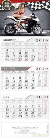 Kalendarz 2020 Trójdzielny Dziewczyna i motor [KALENDARZ]