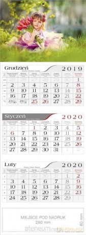 Kalendarz 2020 Trójdzielny Dziewczynka [KALENDARZ]
