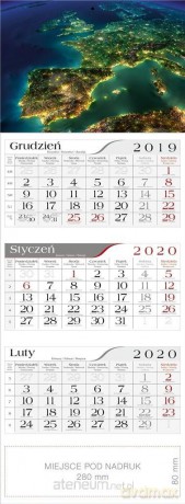 Kalendarz 2020 Trójdzielny Europa [KALENDARZ]