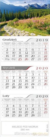 Kalendarz 2020 Trójdzielny Hala Gąsienicowa [KALENDARZ]