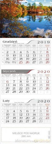 Kalendarz 2020 Trójdzielny Jesienny staw [KALENDARZ]