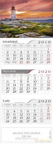 Kalendarz 2020 Trójdzielny Latarnia [KALENDARZ]