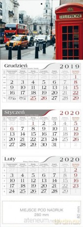 Kalendarz 2020 Trójdzielny Londyn [KALENDARZ]