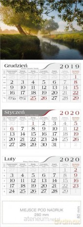 Kalendarz 2020 Trójdzielny Nad rzeką [KALENDARZ]