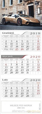 Kalendarz 2020 Trójdzielny Samochód sportowy [KALENDARZ]