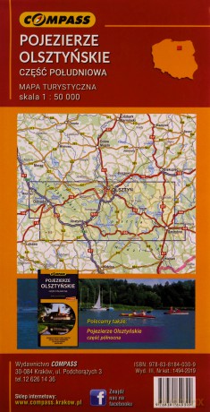 Mapa turystyczna - Pojezierze Olsztyńskie część południowa