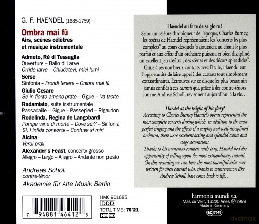 Haendel: Ombra Mai Fu Scholl [CD]