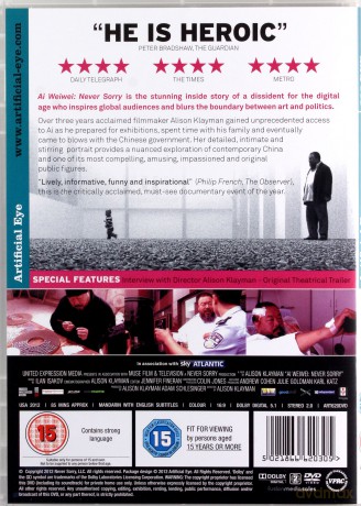 Ai Weiwei Never Sorry Alison Klayman [DVD]