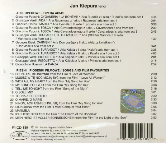 Jan Kiepura: Arie Operowe Piosenki Filmowe [CD]