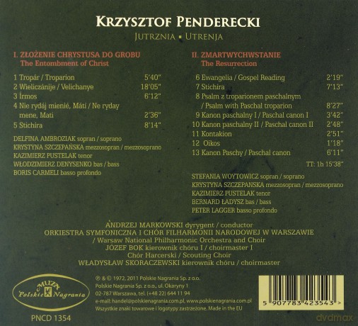 Krzysztof Penderecki: Jutrznia [CD]