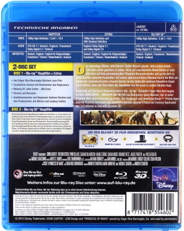 John Carter (Disney) [Blu-Ray 3D]+[Blu-Ray]