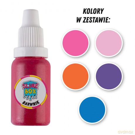 Barwniki w płynie 15ml zestaw nr 2 - 5 kolorów (różowy/baby pink/pomarańczowy/fioletowy/niebieski)