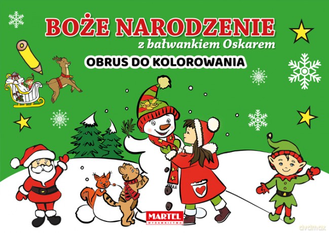 Boże Narodzenie z bałwankiem Oskarem obrus do kolorowania [KSIĄŻKA]