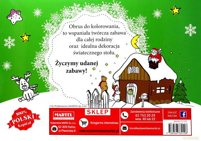 Boże Narodzenie z bałwankiem Oskarem obrus do kolorowania [KSIĄŻKA]