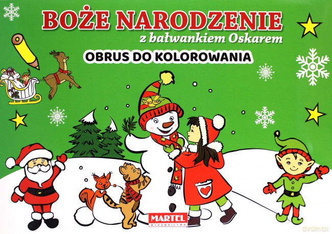 Boże Narodzenie z bałwankiem Oskarem obrus do kolorowania [KSIĄŻKA]