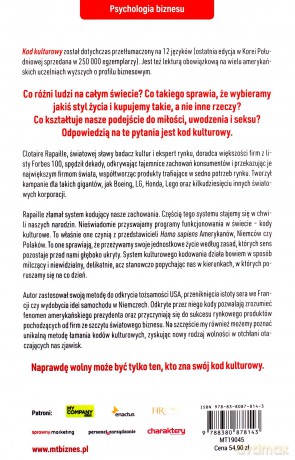 Kod kulturowy. Jak zrozumieć preferencje współczesnego konsumenta, motywacje wyborców czy zachowania tłumu - Clotaire Rapaille [KSIĄŻKA]
