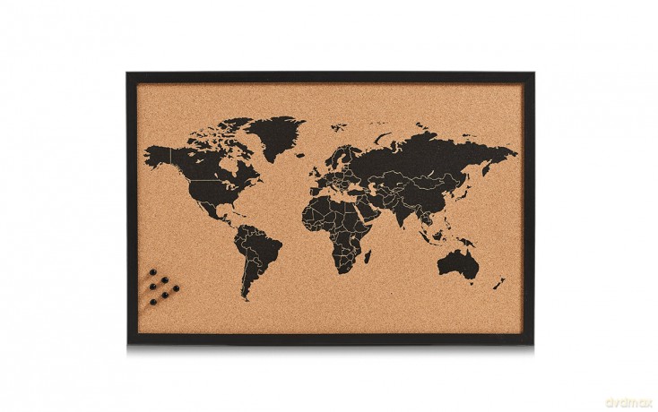 Tablica korkowa. Mapa świata