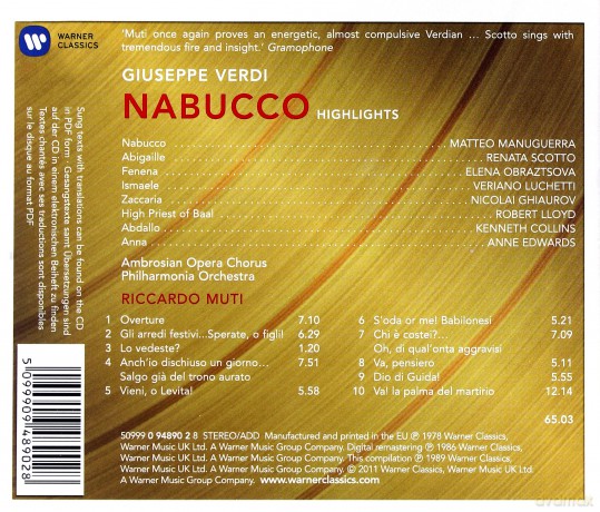 Ricardo Muti: Nabucco (Highlights) [CD]