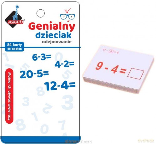 Genialny dzieciak -fiszki matematyczne odejmowanie