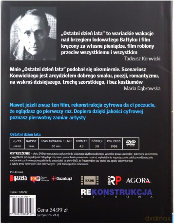 Ostatni dzień lata - Tadeusz Konwicki (Mistrzowie Polskiego Kina) (Tom 12) (booklet) [DVD]