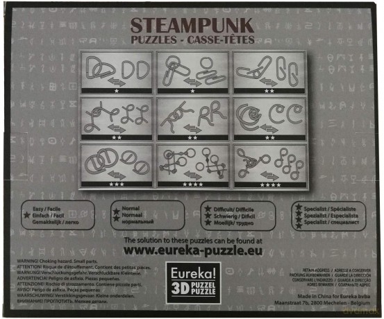 Łamigłówka Puzzle Mania Steampunk Szary 9 szt. [GRA]