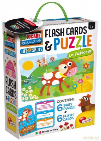 Puzzle dziecięce i karty fiszki Farma