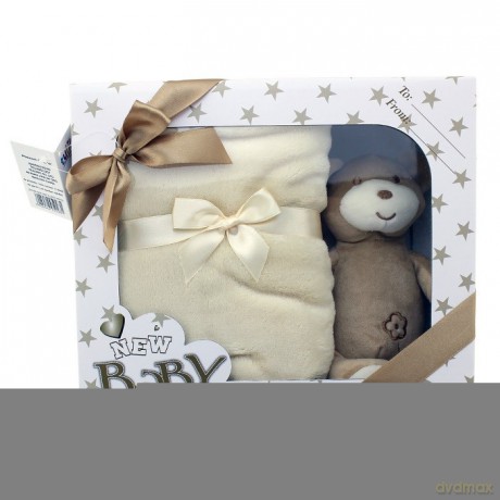 Zestaw z grzechotką New Baby Miś karmelowy