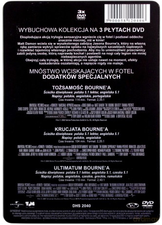 Kolekcja Bourne'a (Tożsamość / Krucjata / Ultimatum) [steelbook) [3DVD]