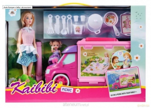 Auto kamper z lalką i akcesoriami
