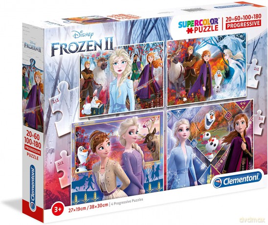 CLEMENTONI 20+60+100+180 el. Progressive Superkolor Frozen [PUZZLE]