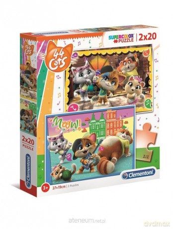 CLEMENTONI 2x20 el. Super kolor 44 el. Koty [PUZZLE]
