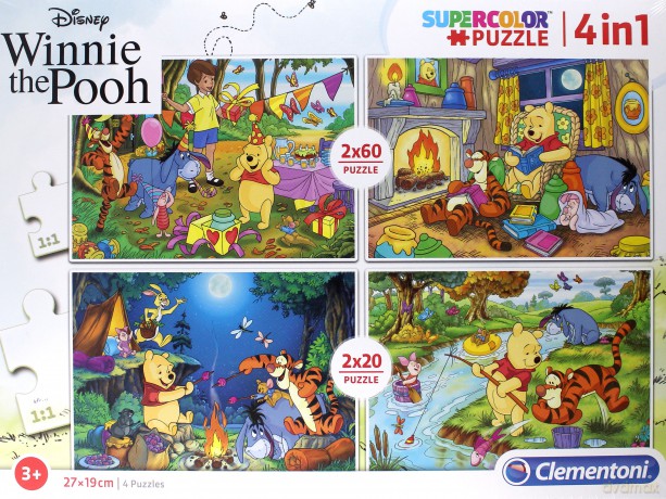 CLEMENTONI 2x20+2x60 el. Super kolor Winnie the Pooh [PUZZLE]