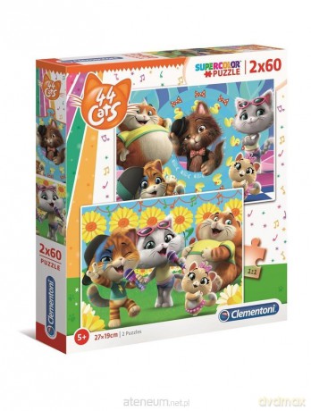 CLEMENTONI 2x60 el. Super kolor 44 el. Koty [PUZZLE]