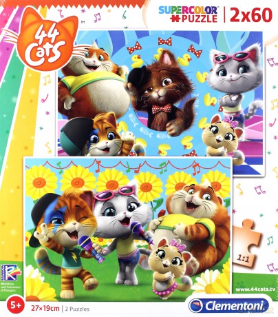 CLEMENTONI 2x60 el. Super kolor 44 el. Koty [PUZZLE]