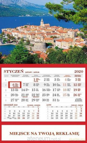 Kalendarz 2020 Ścienny Jednodzielny Korcula [KALENDARZ]