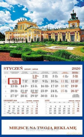 Kalendarz 2020 Ścienny Jednodzielny Wilanów [KALENDARZ]