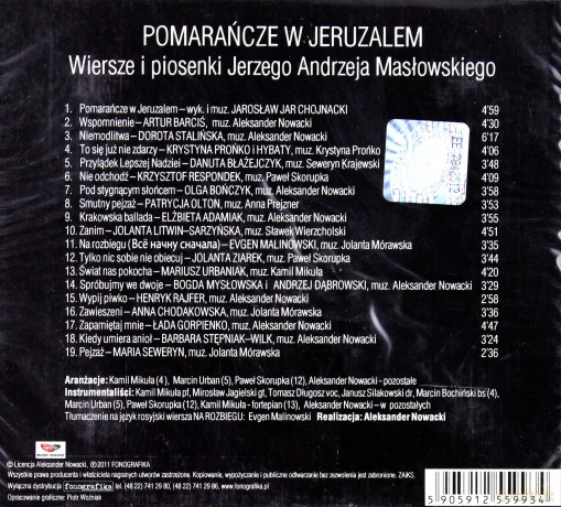 Jerzy Masłowski: Pomarańcze W Jeruzalem (digipack) [CD]